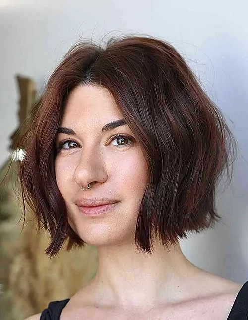 Chin-Length Brunette Bob with Sleek Shape