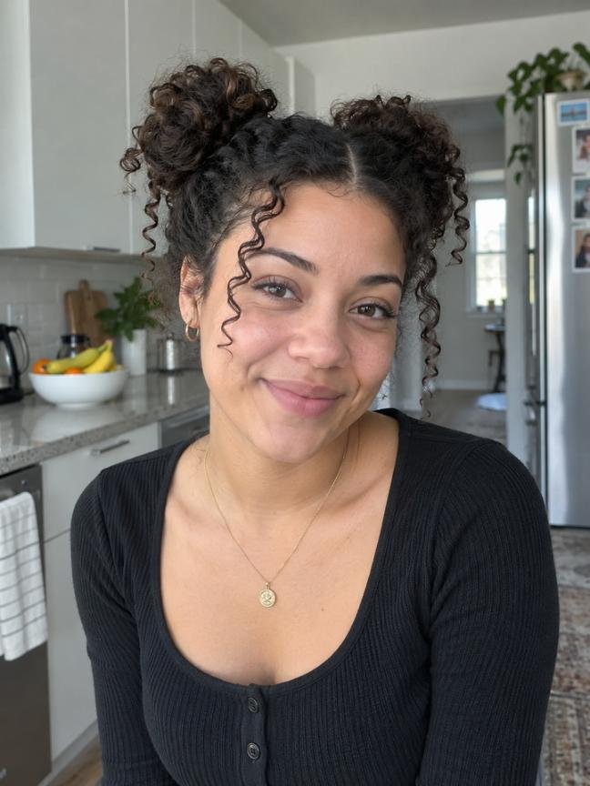 Curly Space Buns with Playful Volume