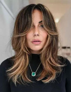 Medium Layered Hair With a Center Part
