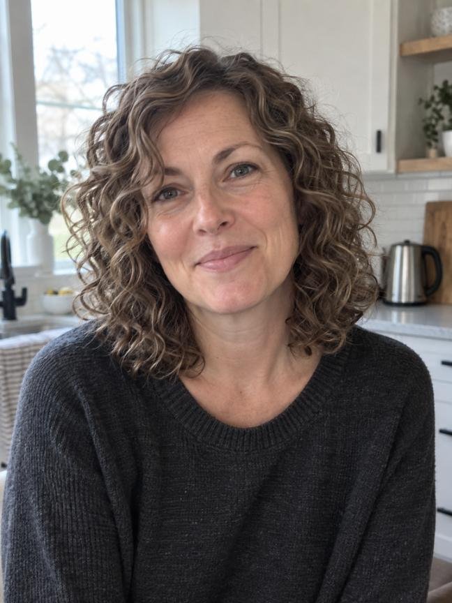Shoulder-Length Curly Lob with Movement