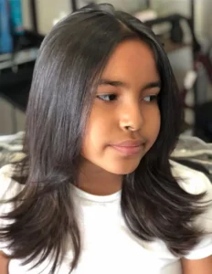 Sleek Medium Layered Hair With Smooth Finish