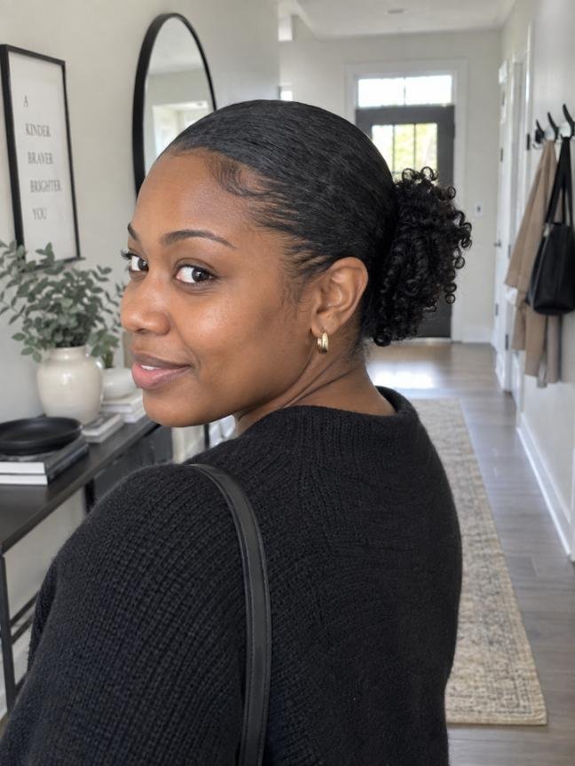 Sleek Slicked-Back Curly Style