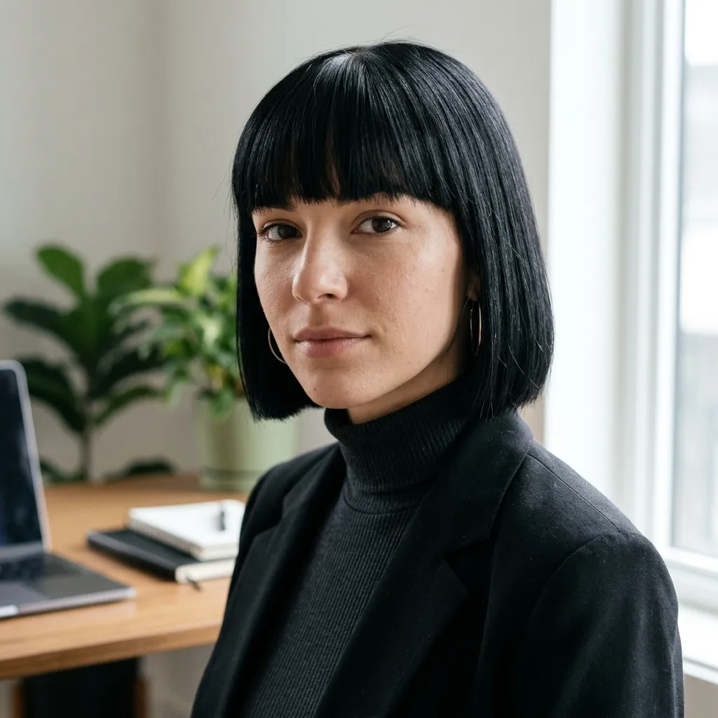 Bold Chin Bob with Blunt Bangs