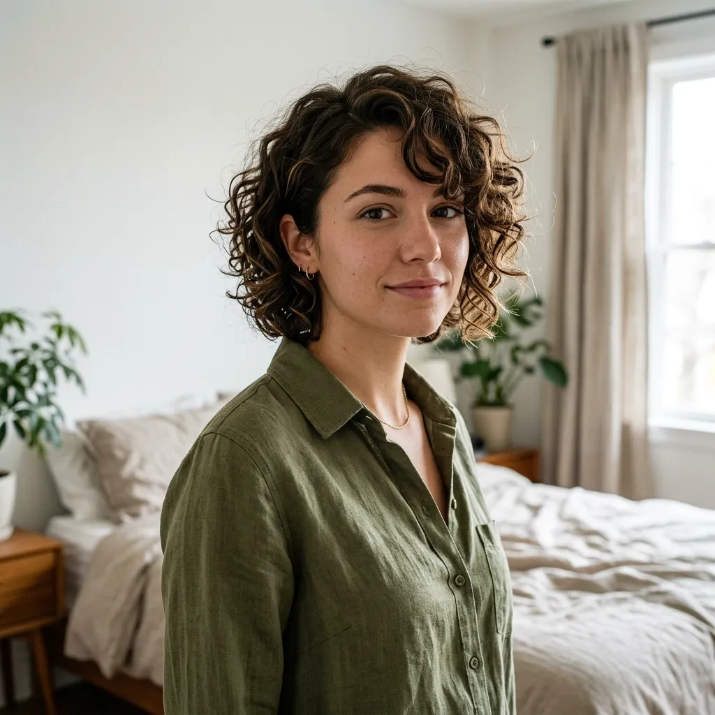 Curly Cut With a Side-Swept Fringe