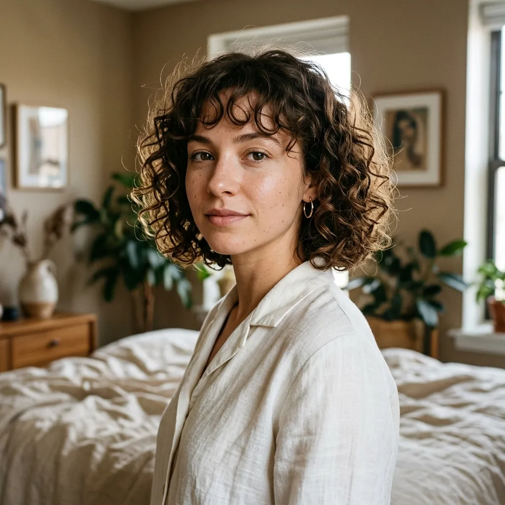 Curly Bob With Wispy Bangs