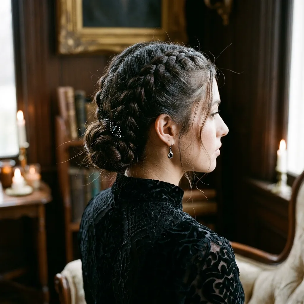 Double Dutch Braids into a Low Bun