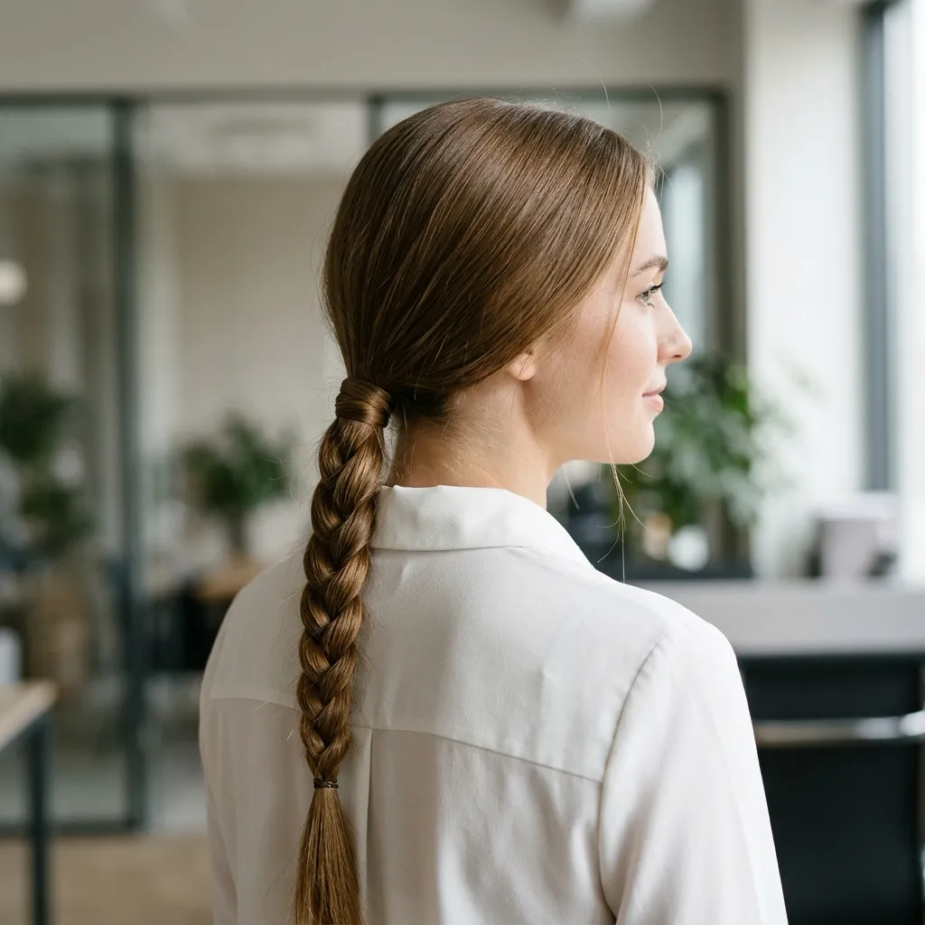 Low Braided Ponytail hairstyle for young women
