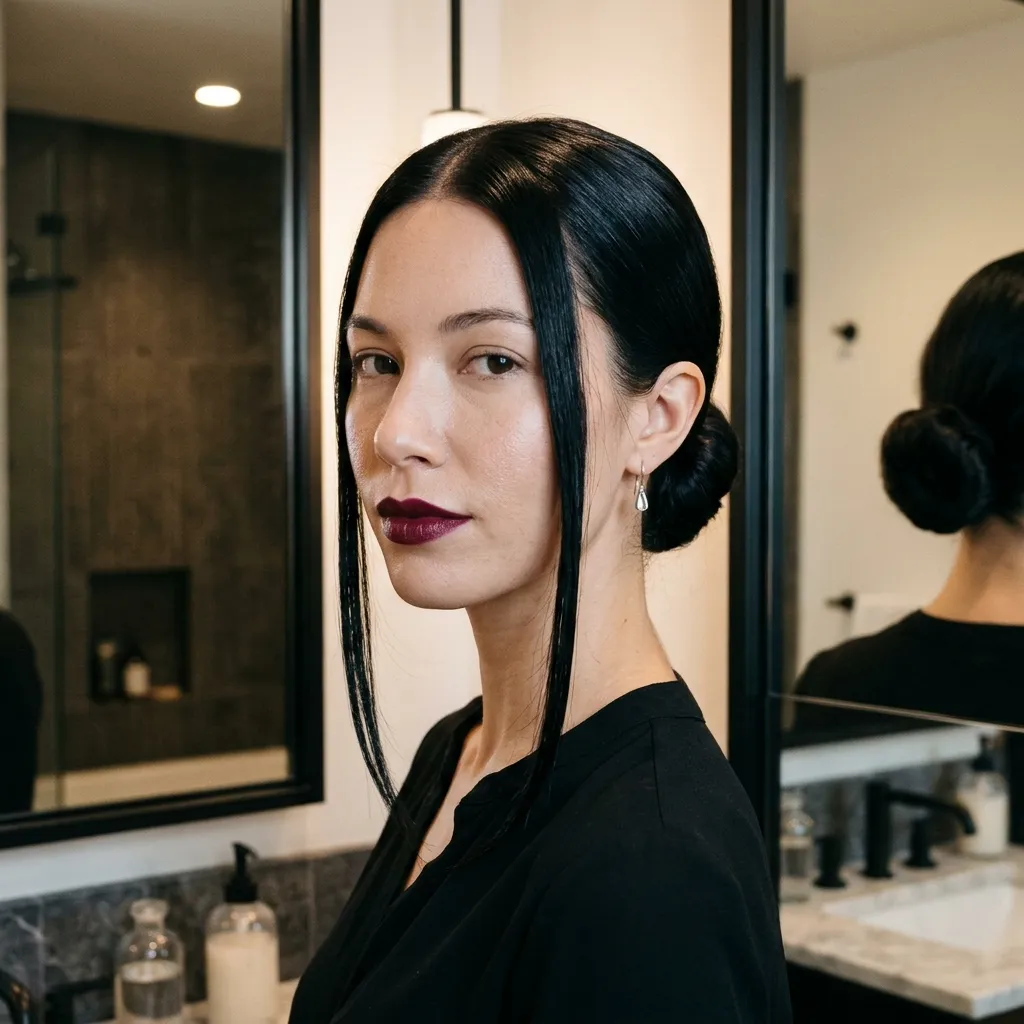 Low Bun with Draped Front Strands