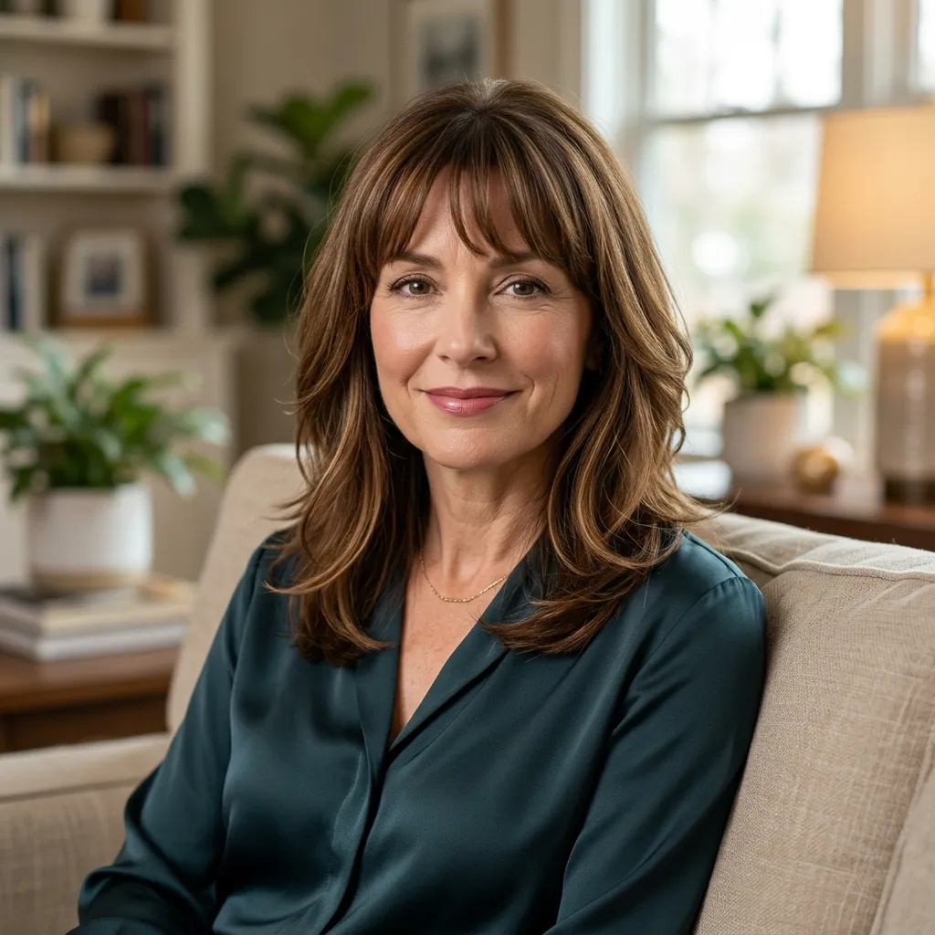 Layered Shoulder-Length with Arched Bangs