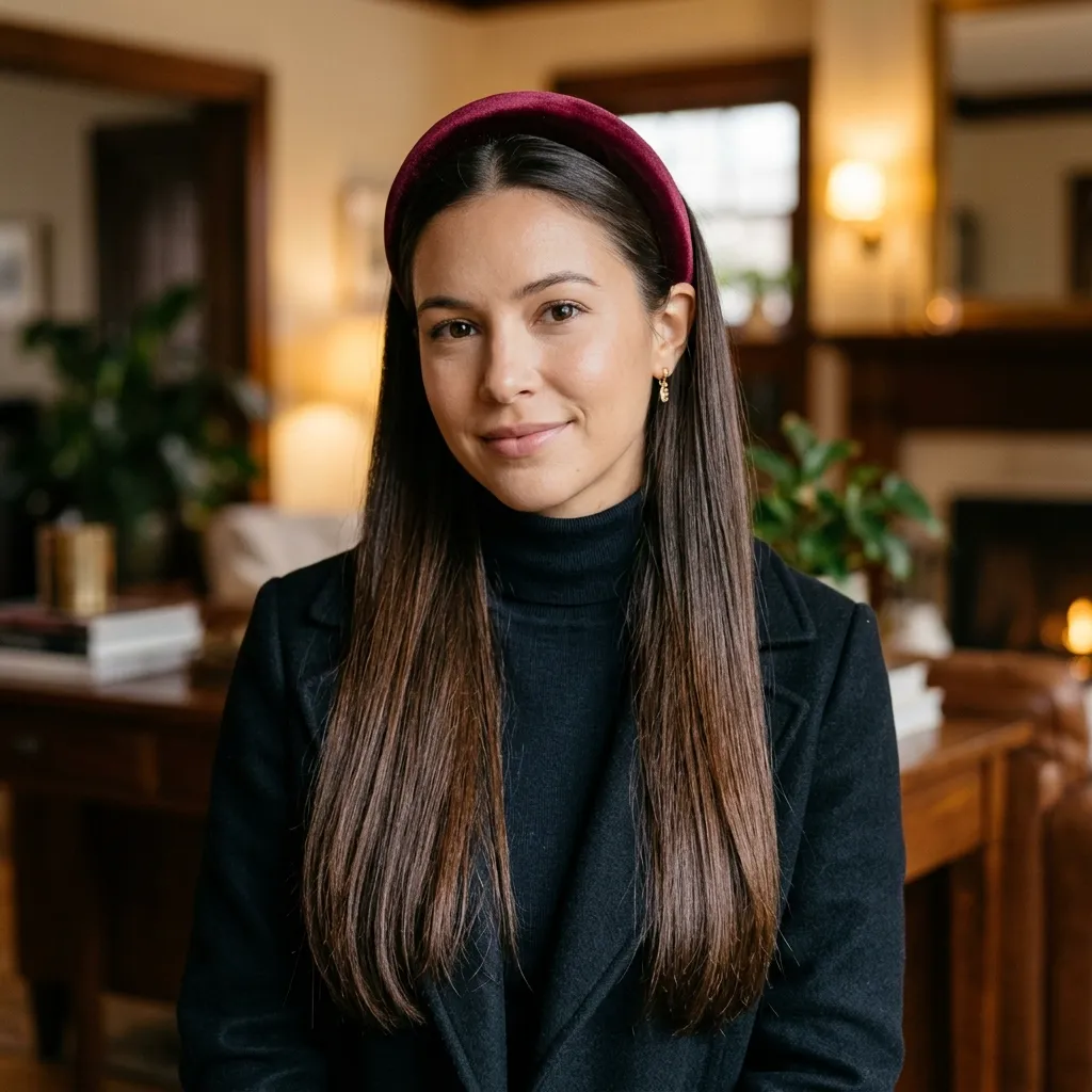 Velvet Headband With Glossy Straight Hair
