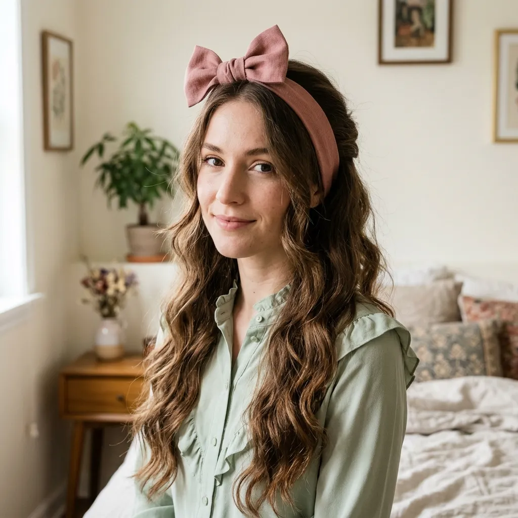 Bow Headband With Half-Up Waves