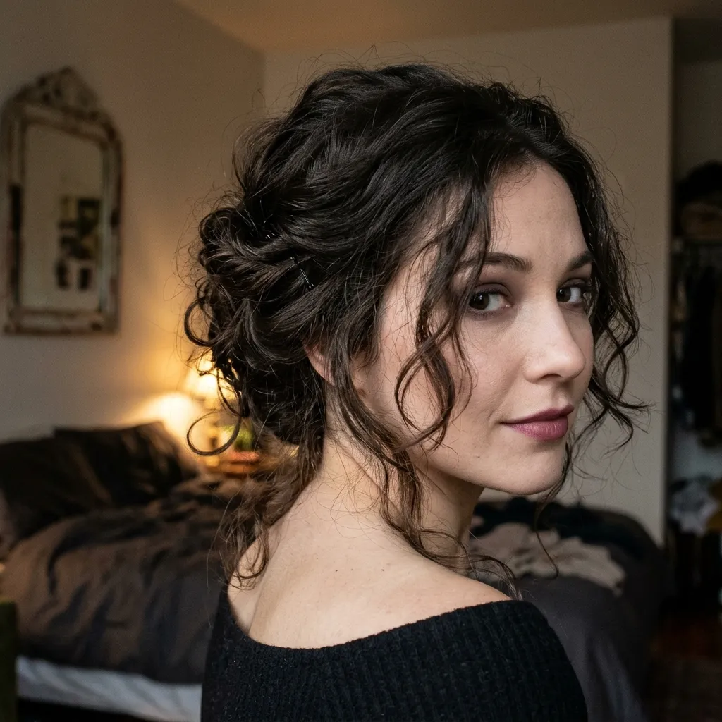 Messy Pinned Waves Updo