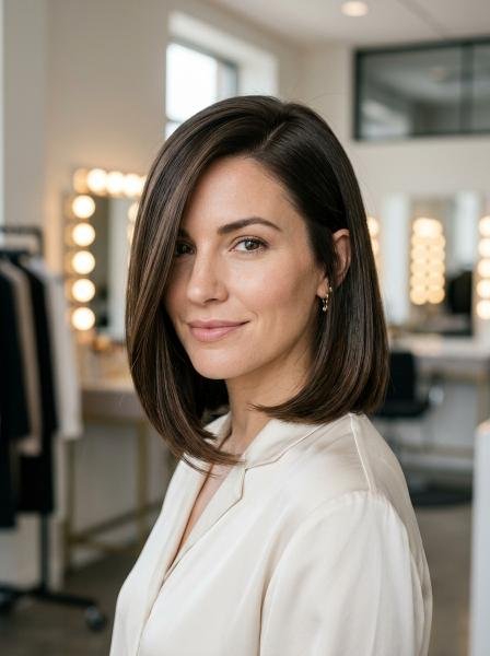 Deep-Side-Part Sleek Bob