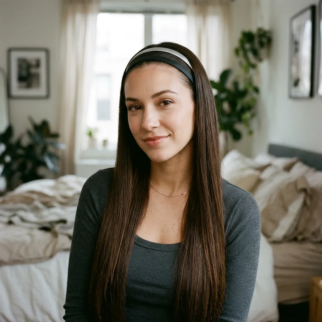 Double Thin Headbands With Straight Hair