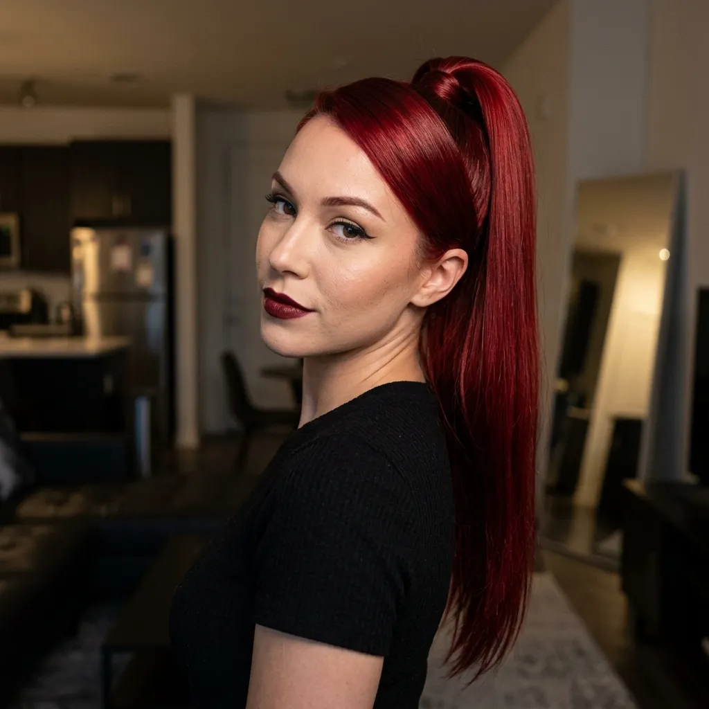 Blood-Red High Ponytail