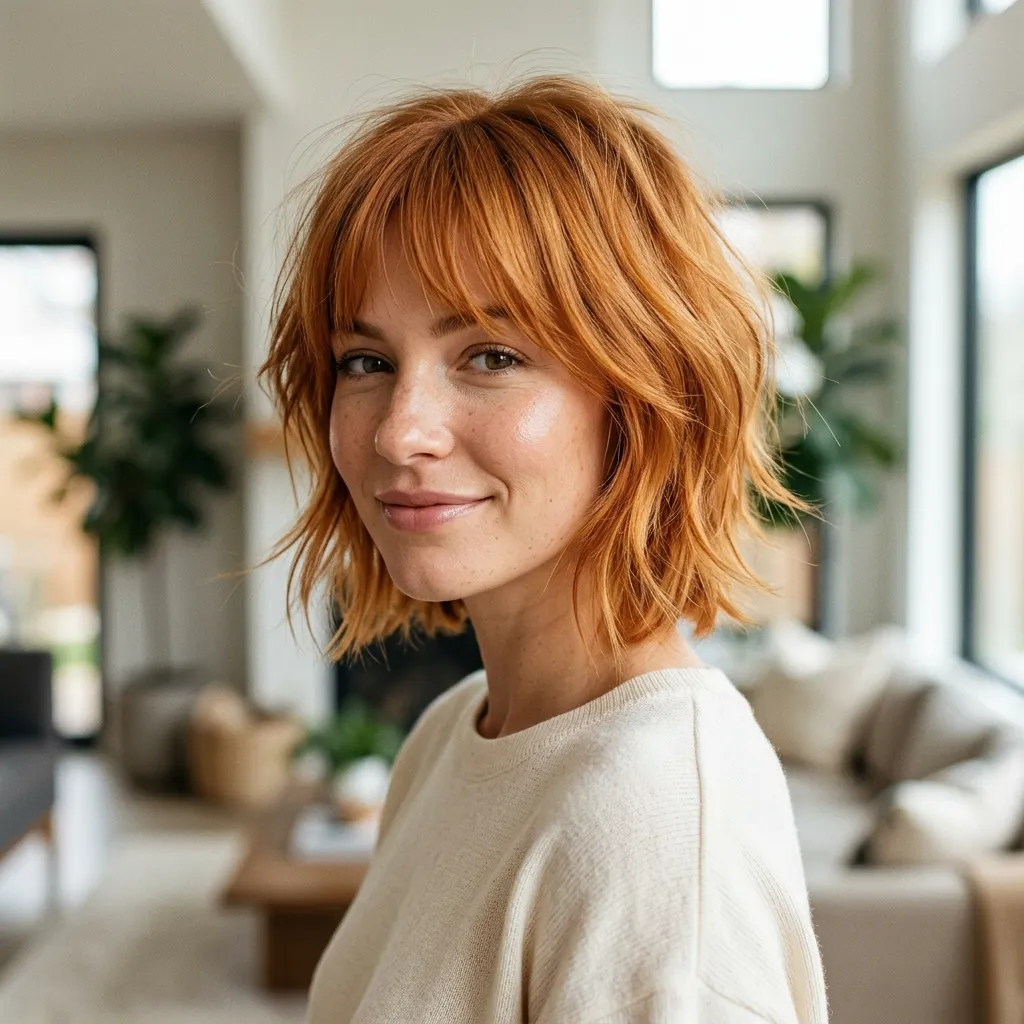 Ginger Textured Short Shag with Soft Layers