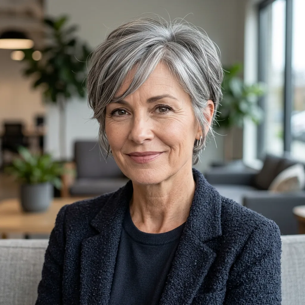 Layered Pixie with Side-Swept Fringe