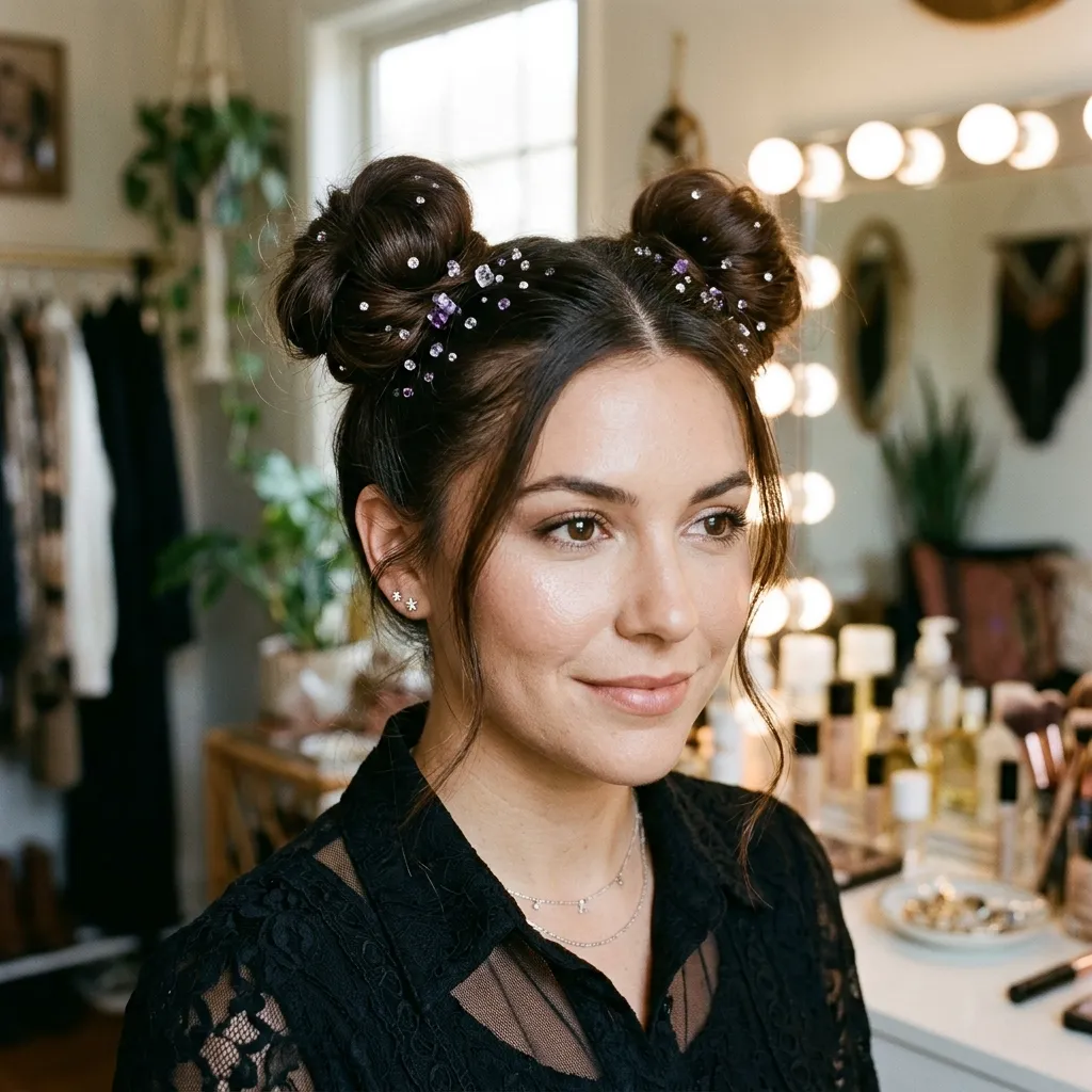 Space Buns with Crystals