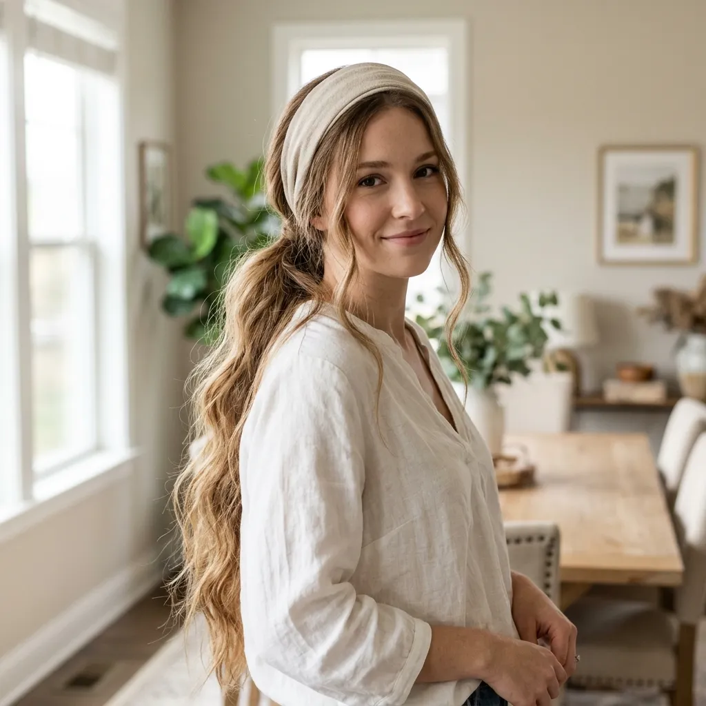 Wide Headband With a Side Ponytail