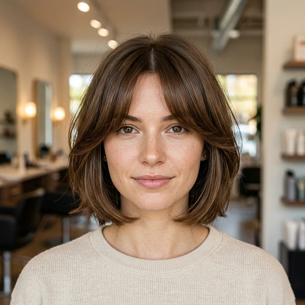 Layered Bob with Curtain Bangs
