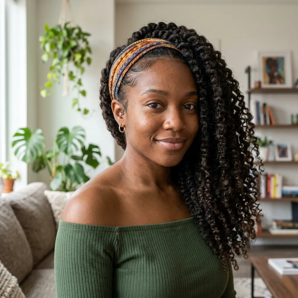 Wide Patterned Headband With a Long Twist-Out