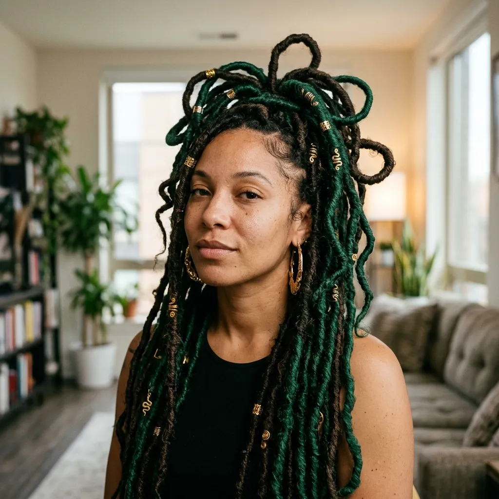 Green Serpent Faux Locs