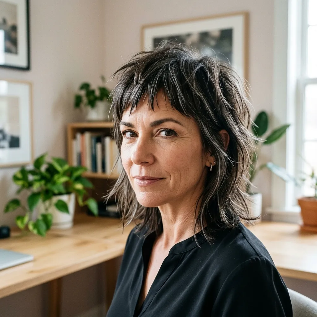 Shoulder-Length Cut with Spiky Textured Bangs