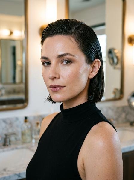 Slicked-Back Wet-Look Style
