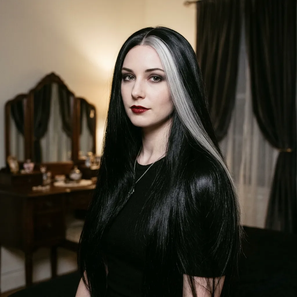 Long Dark Hair with a White Streak