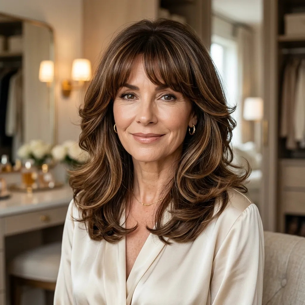 Voluminous Blowout with Rounded Bangs