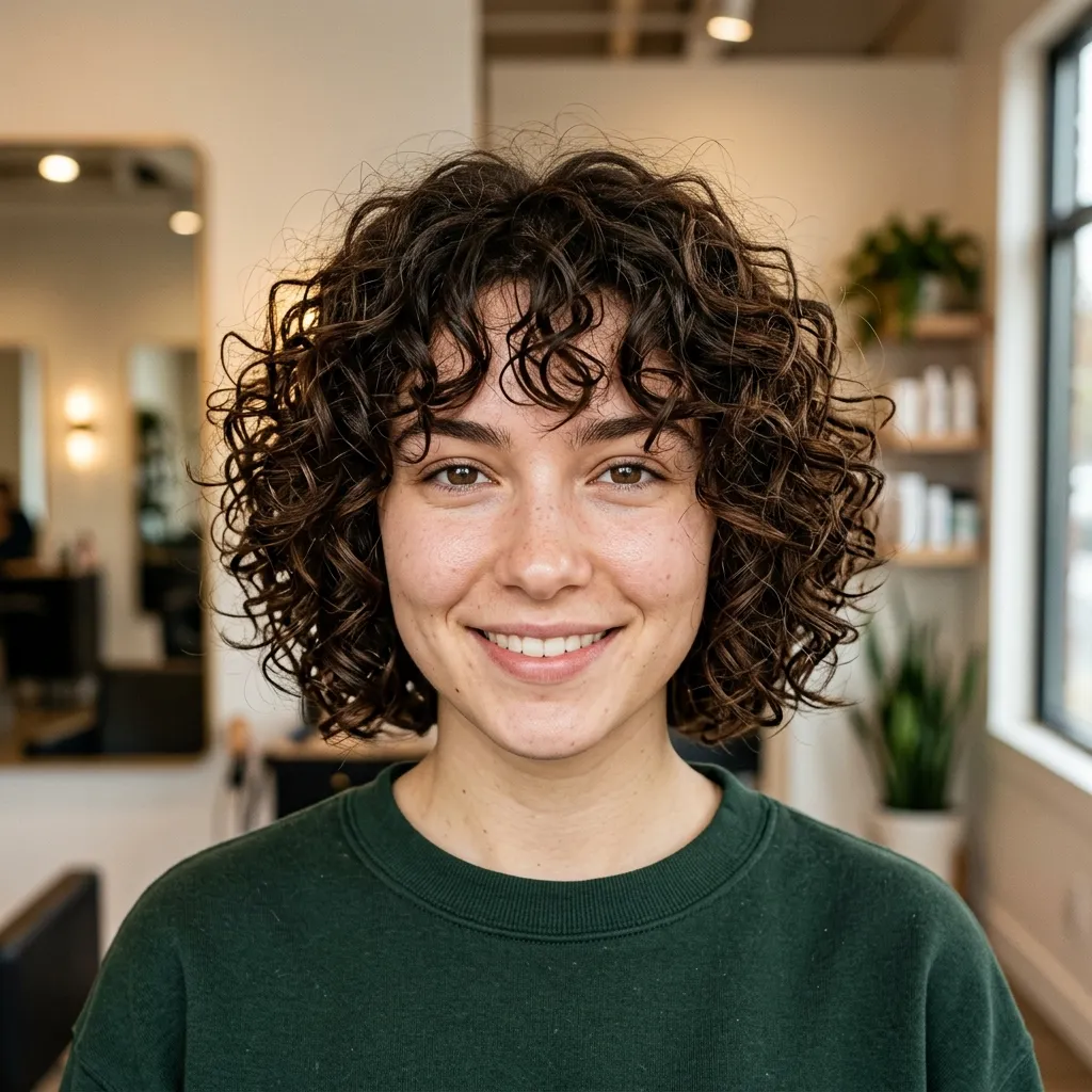 Curly Bob with Bangs