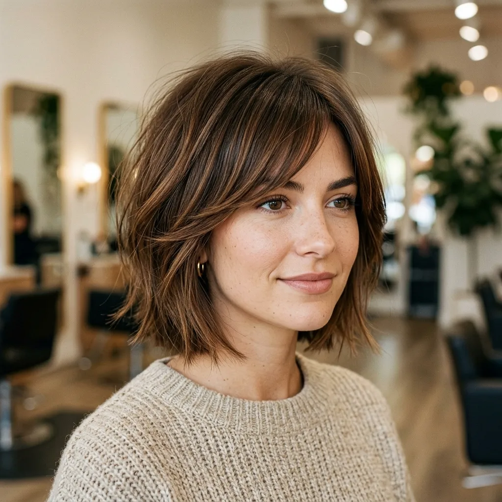 Layered Bob with Side-Swept Bangs