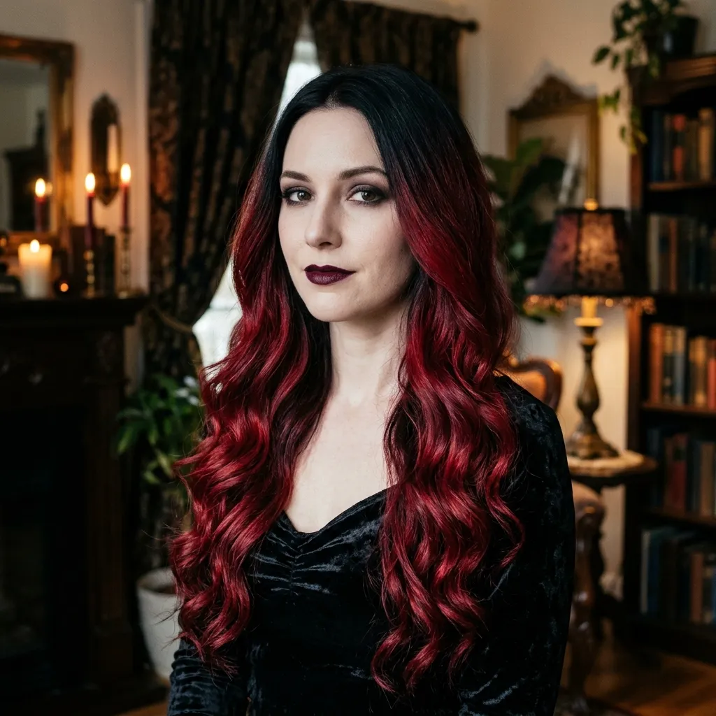 Blood-Red Ombre Waves