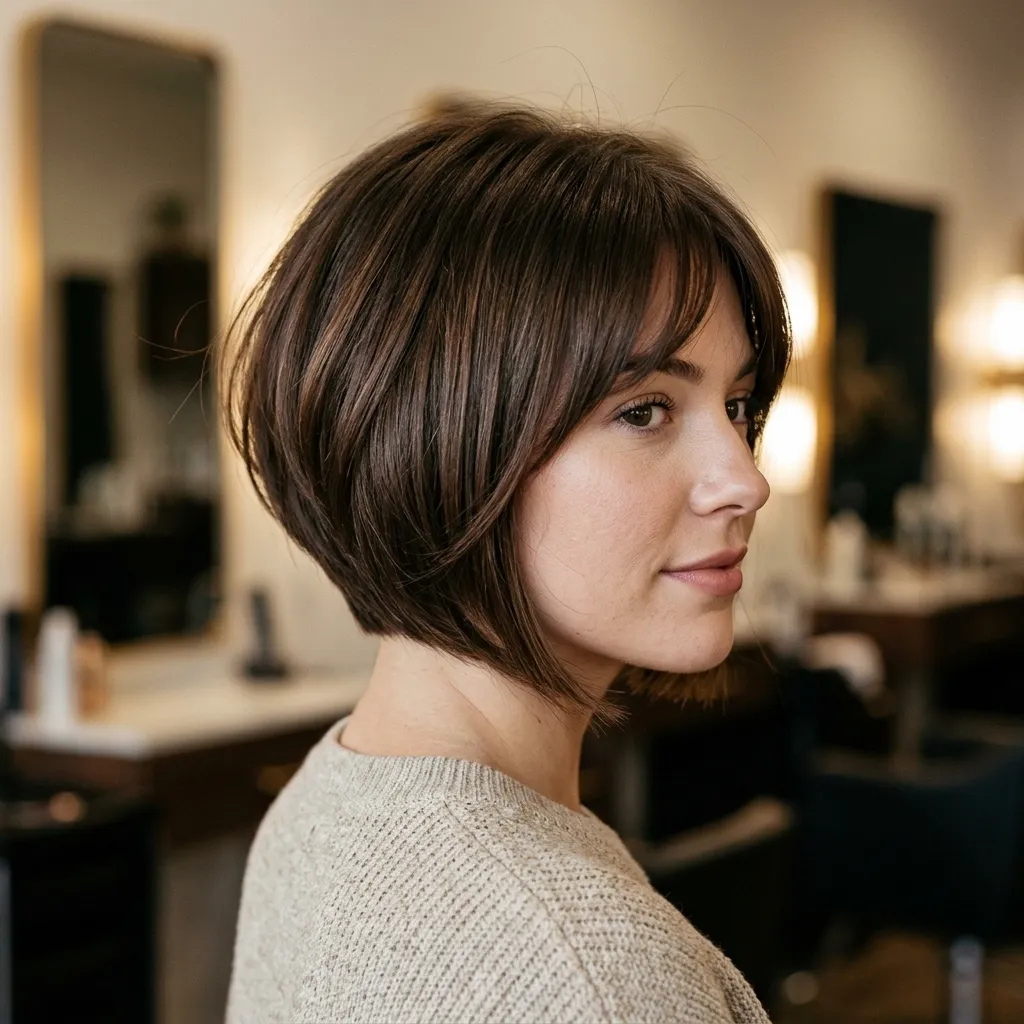 Stacked Bob with Bangs