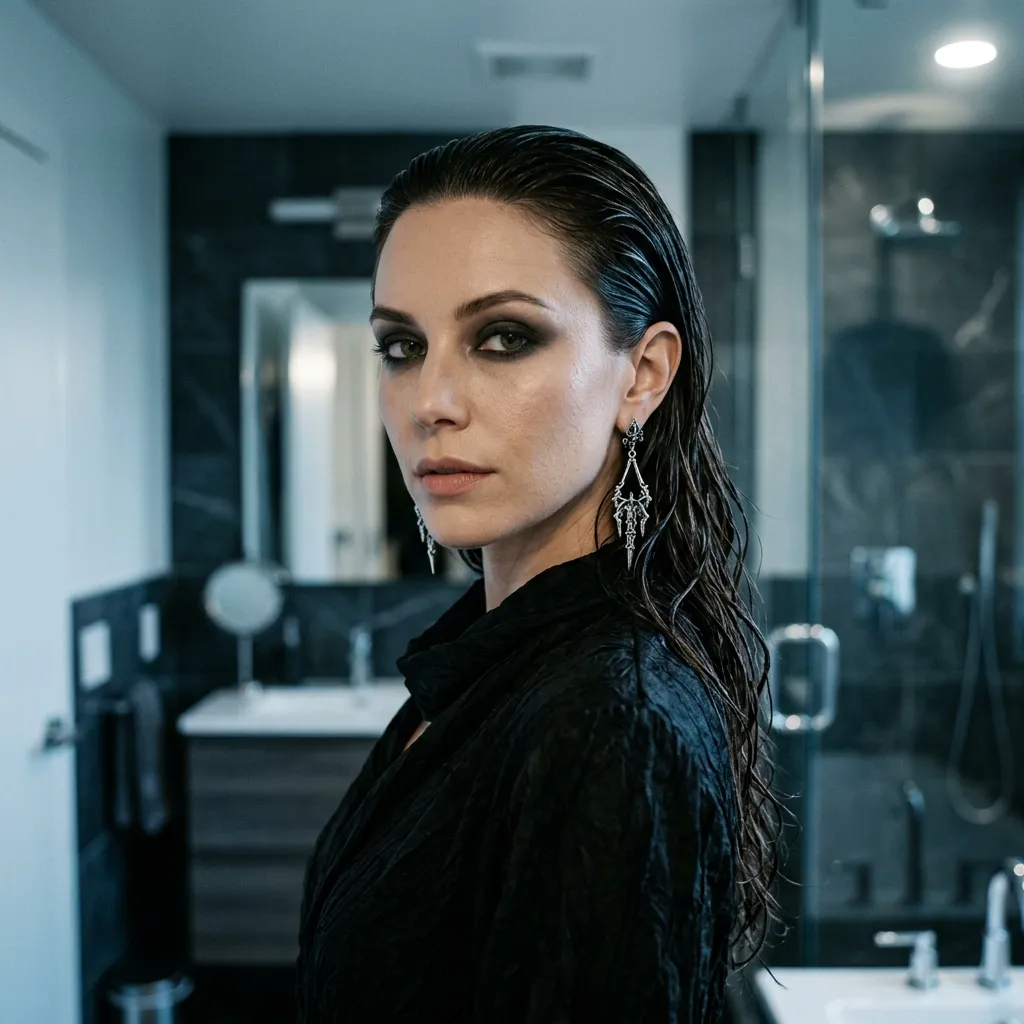 Wet-Look Slicked Hair