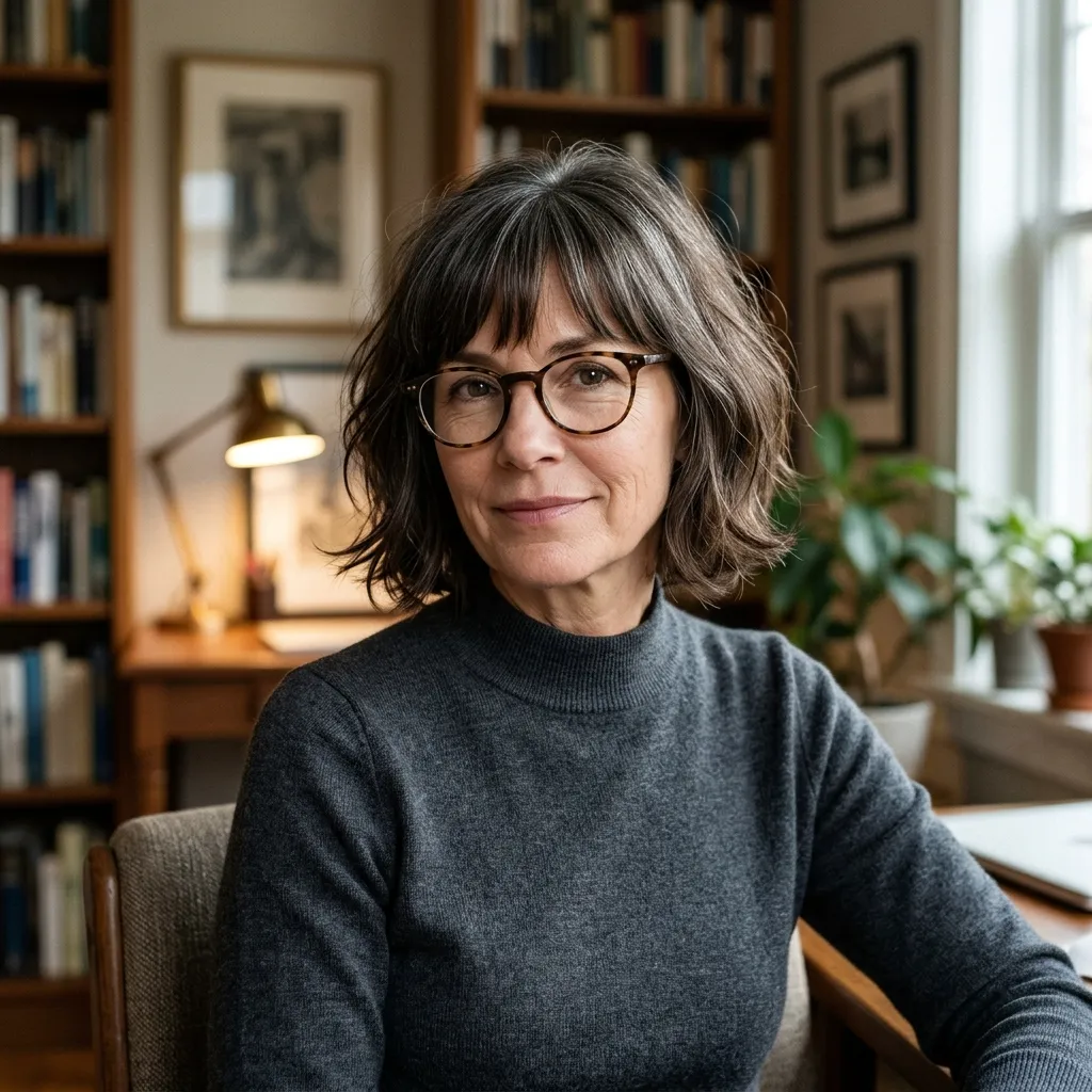 Jaw-Length French Bob with Brow-Skimming Bangs
