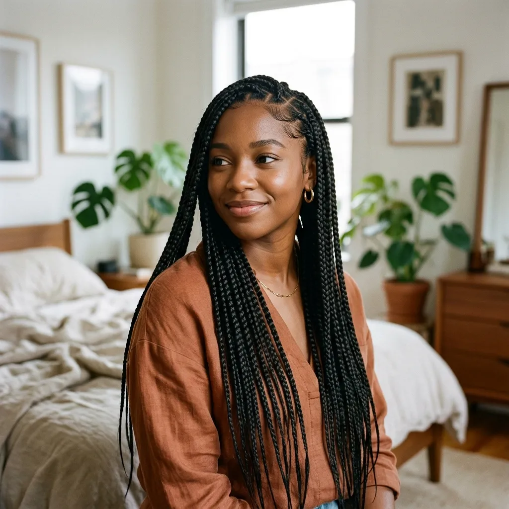 Knotless Braids hairstyle for young women