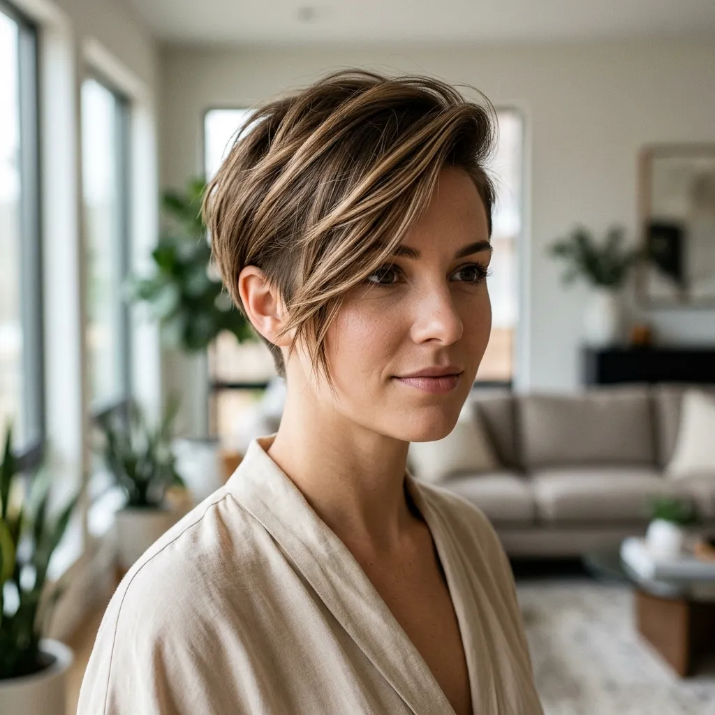 Pixie with Long Side-Swept Top