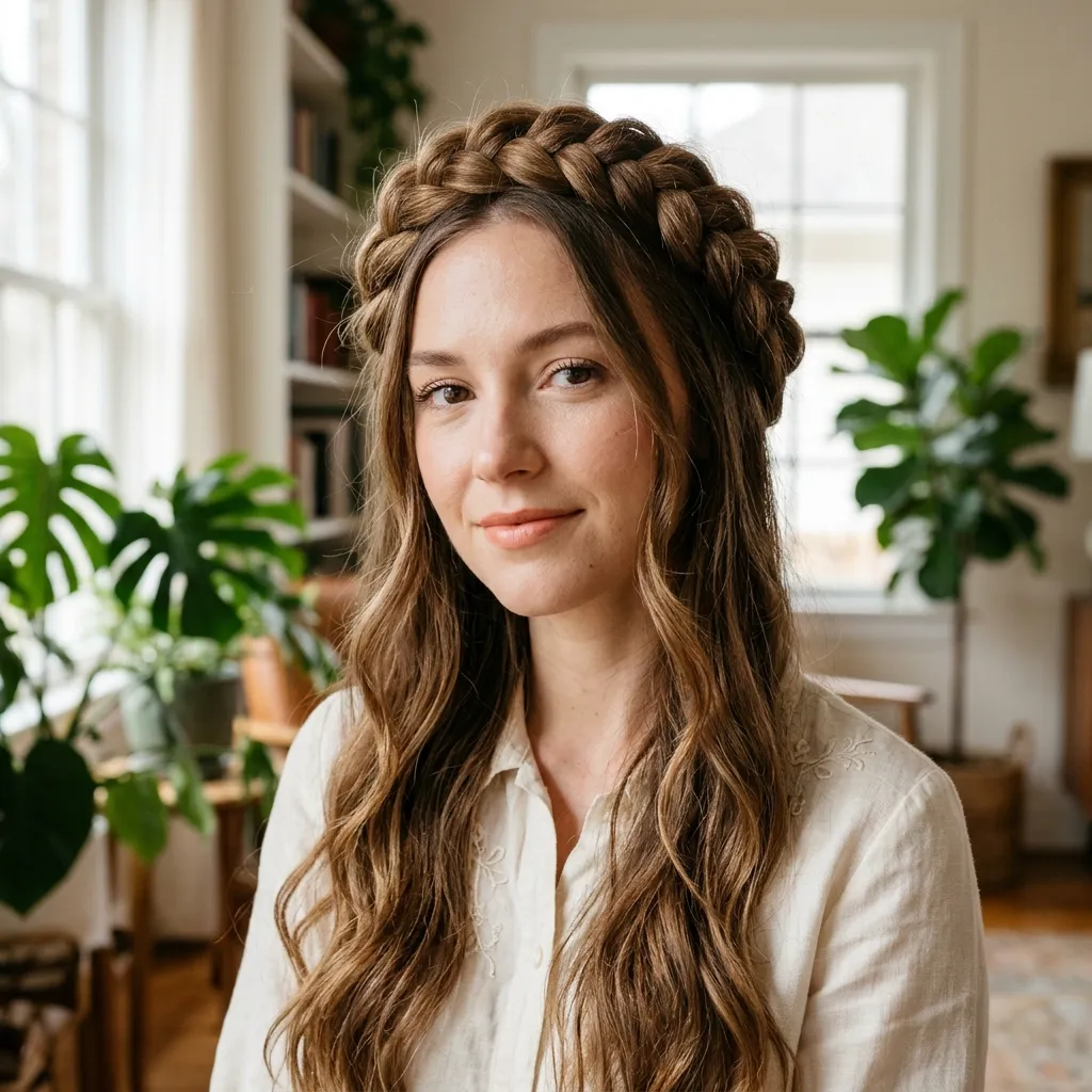 Crown Braid hairstyle for young women