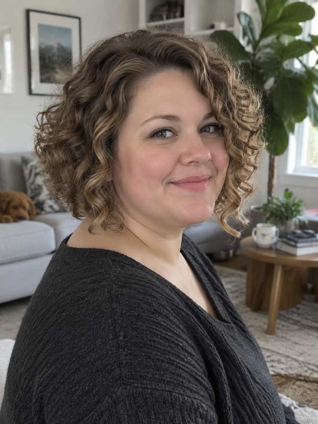 Angled A-Line Curly Bob