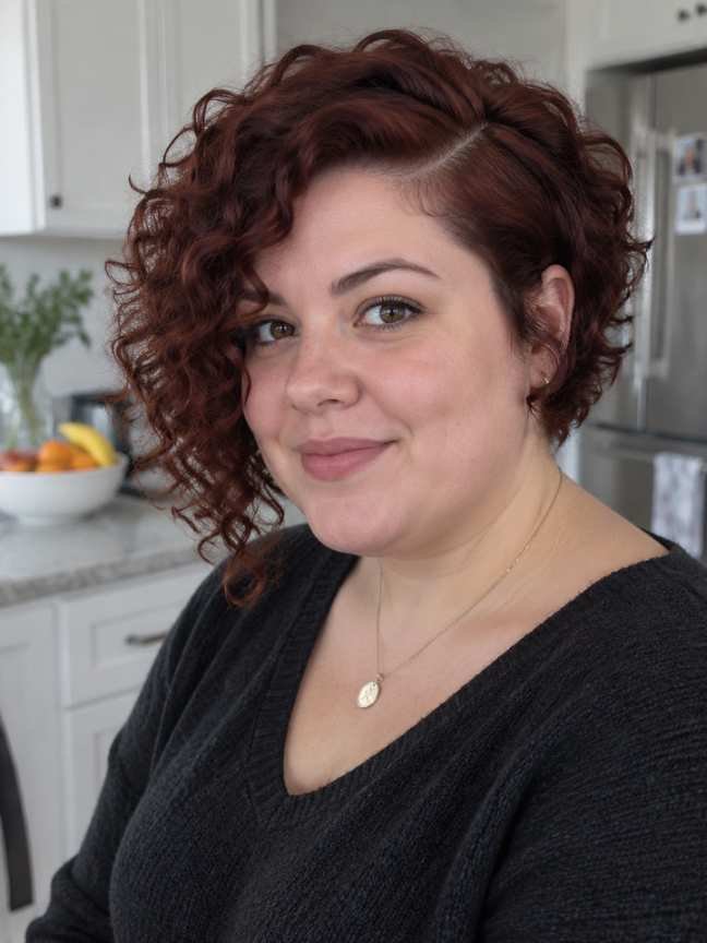 Asymmetrical Short Curly Haircut