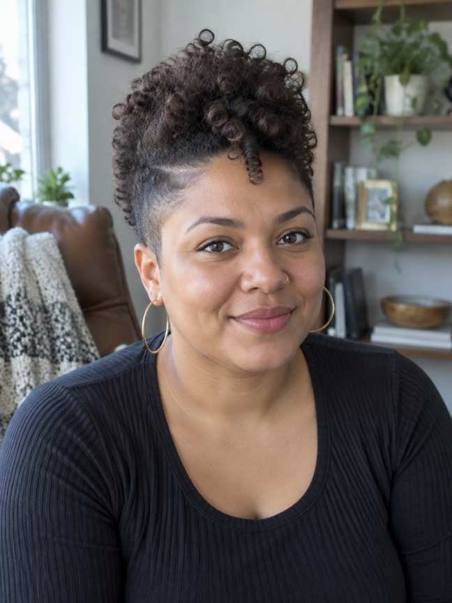 Curly Faux-Hawk With Tapered Sides