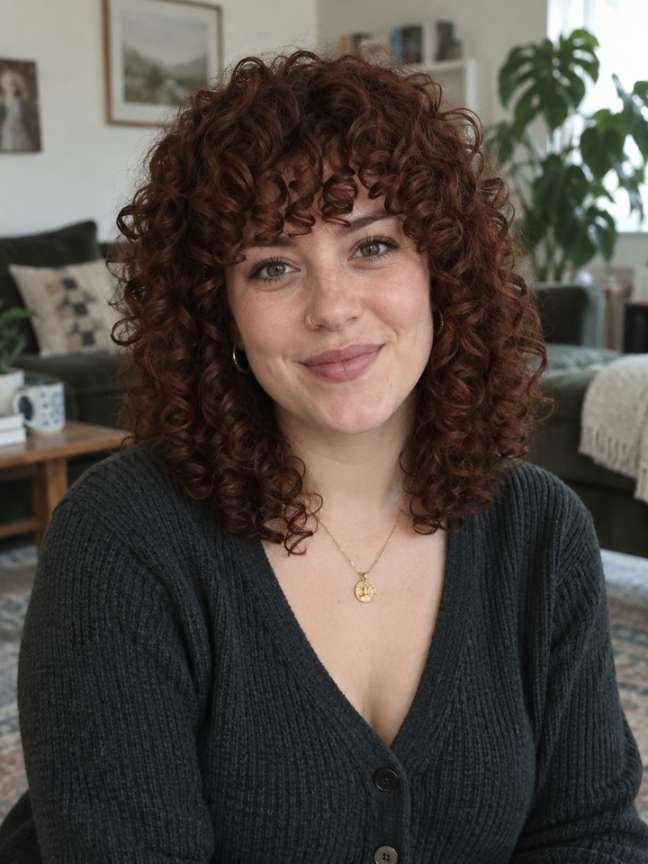 Curly Fringe for a Face-Framing Finish