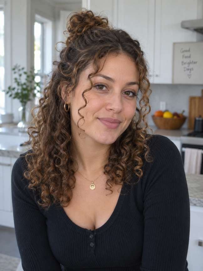Curly Half-Up Bun