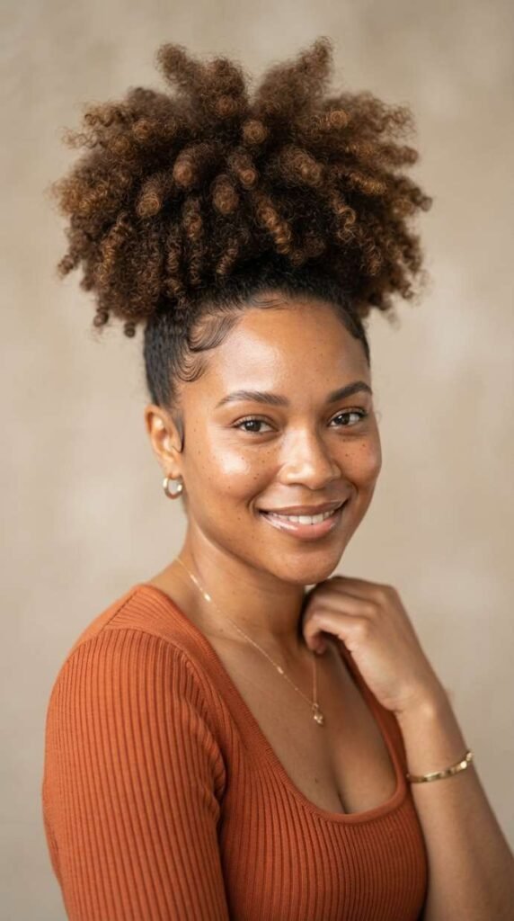 Curly High Puff With Volume