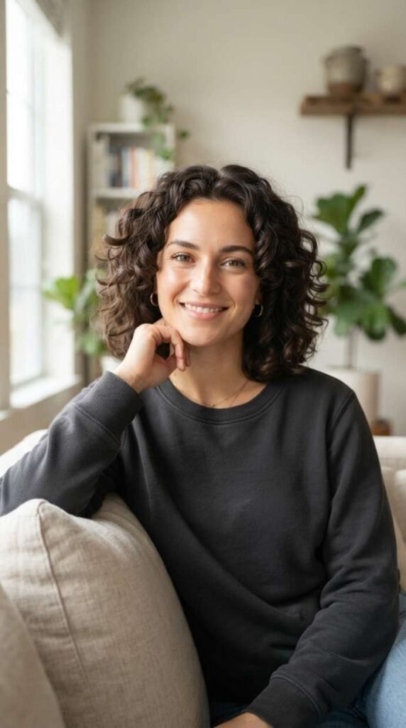 Curly Lob for a Polished Everyday Look