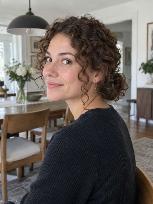 Curly Low Bun for an Elegant Finish