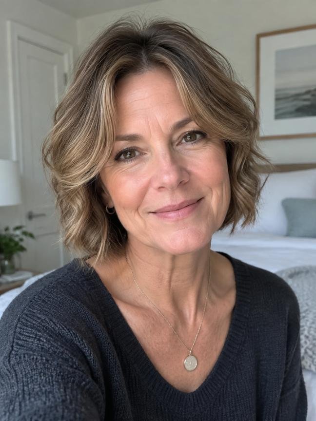 Curtain Bangs with Short Natural Waves