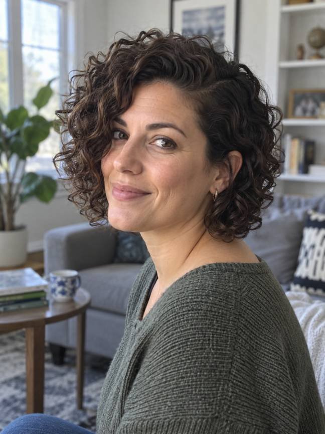 Deep Side Part With Air-Dried Curls
