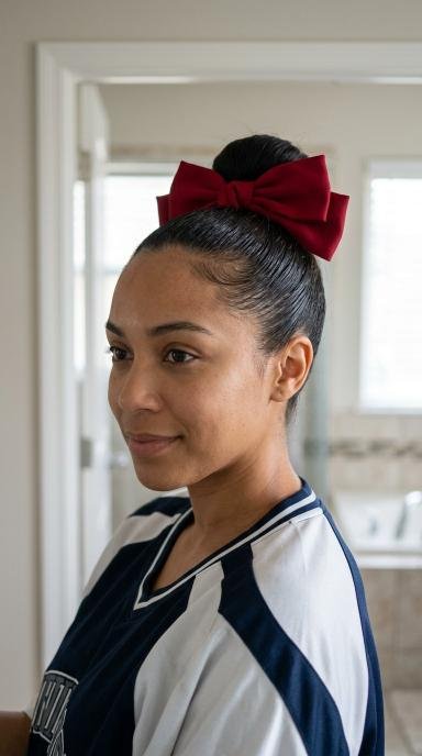 Slick High Bun With a Bow